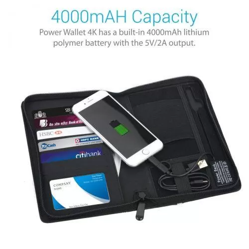 Portronics Power Wallet 4K 4000mAH Lithium Polymer Power Bank - (Black) POR 823