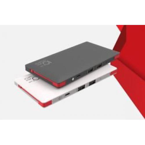 Pebble 10000mAh Ultra Slim Polymer Power Bank In-Built C-Type & Micro Cable White PB44