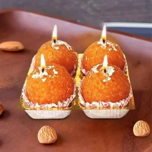 Motichoor Laddu Candles Set of 4