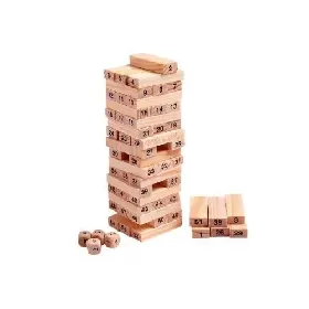 54 Pcs Wooden Stacking Blocks Toy with 4 Dices Blocks