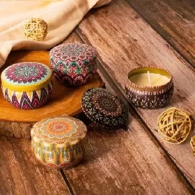 Aroma Scented Candle in Printed tin