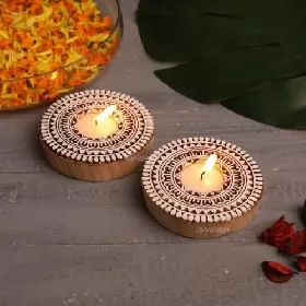 Wooden Diya Tealight Candle Holder