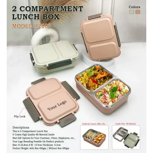 2 Compartment Lunch Box H2603