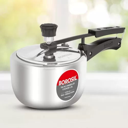 Borosil Inner Lid Tri-Ply Pressure Cooker 3.5L