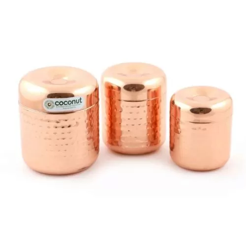 Coconut Stainless Steel Copper Masala Containers Set of 3