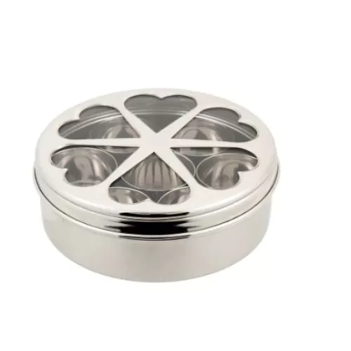 Coconut Stainless Steel Round Masala Box 