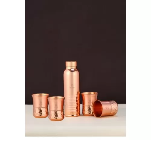 Divine Copper Oreo Half Hmd Plain Bottle With 4 Glass Gift Set