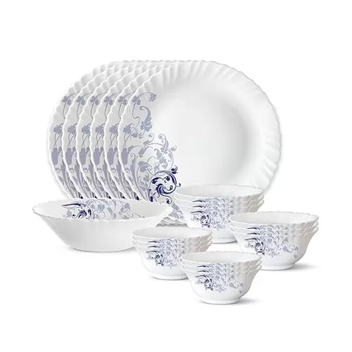 Larah by Borosil Blue Eve Silk Series Opalware Dinner Set