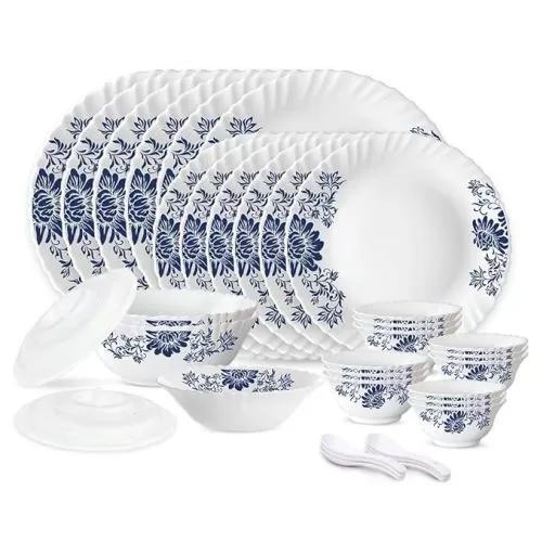 Larah by Borosil Leona Silk Series Opalware 35 PCS Dinner Set