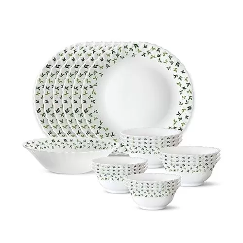 Larah by Borosil Sage Silk Series Opalware Dinner Set