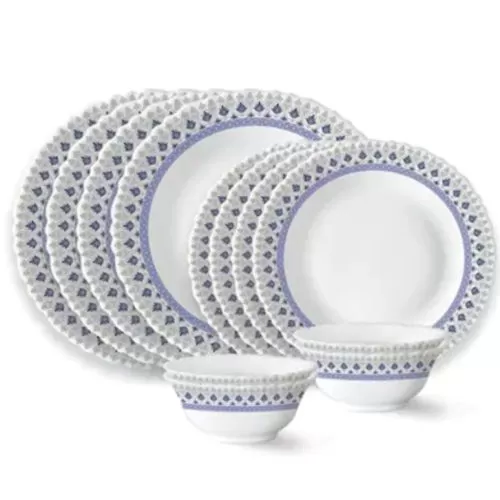 LARAH Opalwareby BOROSIL Fluted 12 Pcs Dinner Set