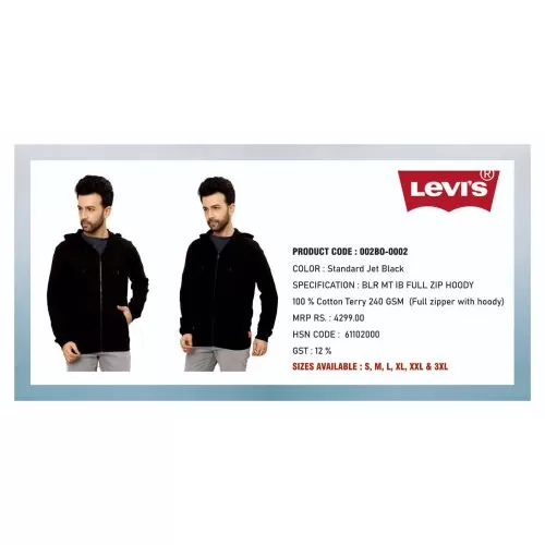 LEVIS Full Zip Hoodie Jacket 002B0-0002