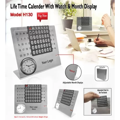 Life Time Calender With Watch And Month Display H130