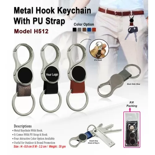 Metal Keychain With Hook H512
