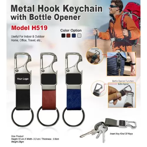 Metal Loop Keychain With Opener H519