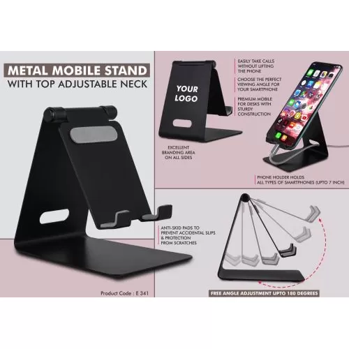Metal mobile stand with top adjustable neck Oval cable slot E341