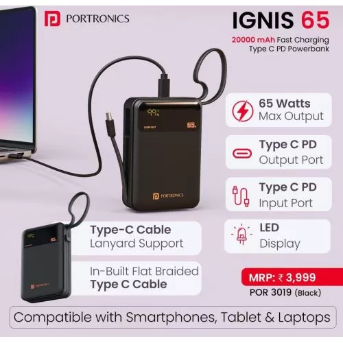 Portronics Ignis 65 20000 mAh Powerbank