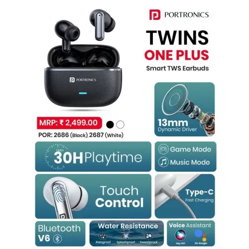 Portronics Twins One Plus Smart Tws Earbuds