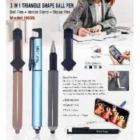 3 in 1 Triangle Ball Pen – Stylus + Stand H036