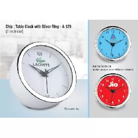 CHIP Table Clock With Silver Ring A129