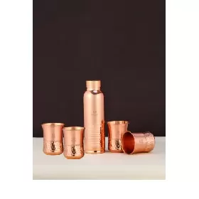 Divine Copper Oreo Half Hmd Plain Bottle With 4 Glass Gift Set