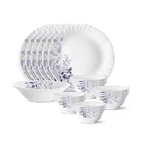 Larah by Borosil Blue Eve Silk Series Opalware Dinner Set