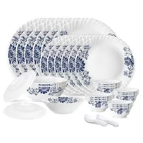 Larah by Borosil Leona Silk Series Opalware 35 PCS Dinner Set