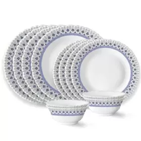 LARAH Opalwareby BOROSIL Fluted 12 Pcs Dinner Set