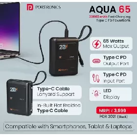 Portronics AQUA 65 20000 mAh Powerbank