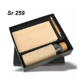 Wooden Diary Pen & Glass Bottle with Jute Cover Sr 259 thumbnail