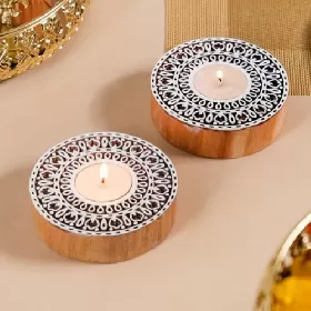 Wooden Diya Tealight Candle Holder